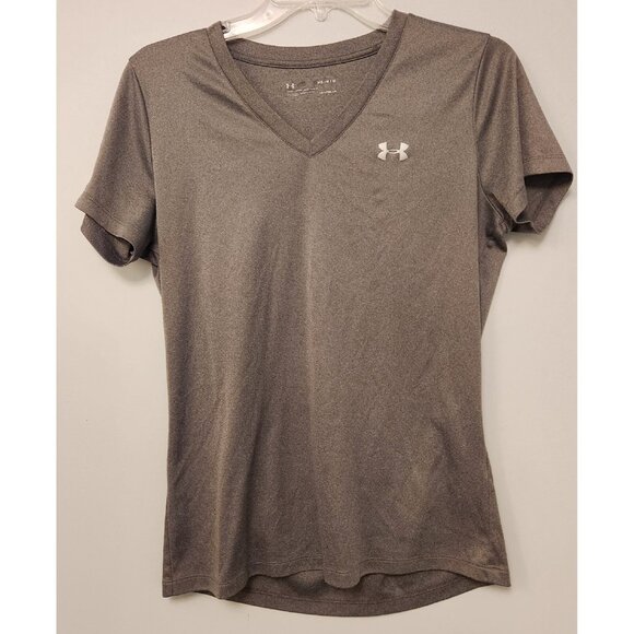 Under Armour Heat Gear V-Neck Shirt Short Sleeve Athletic Gray Womens Medium EUC - Picture 3 of 9